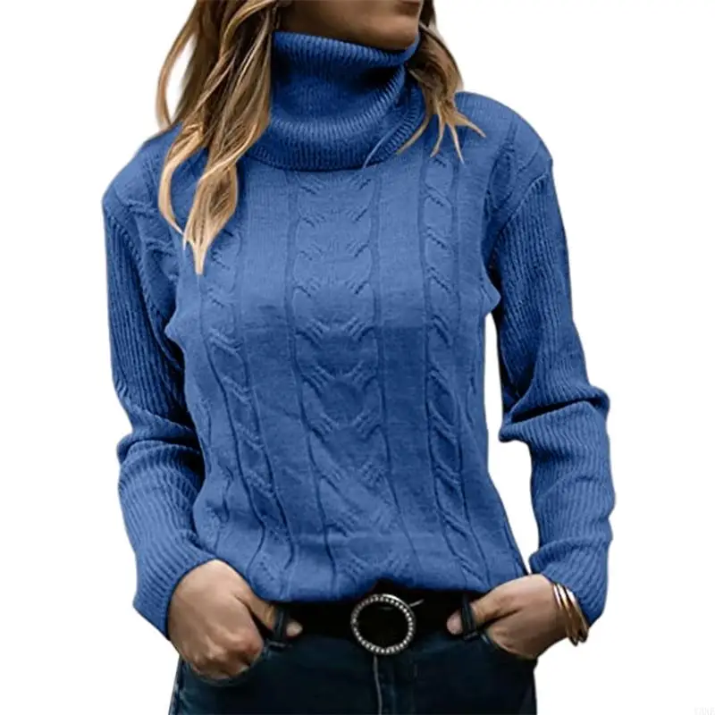 Y3NE Women's high-neck long-sleeved knitted sweater