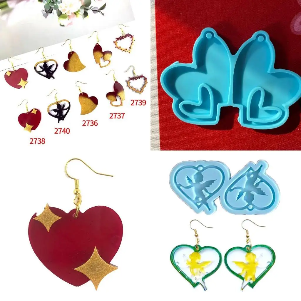 

E8BD Heart Molds Clay Mold Chocolate Mold Silicone Material for Making Keychain