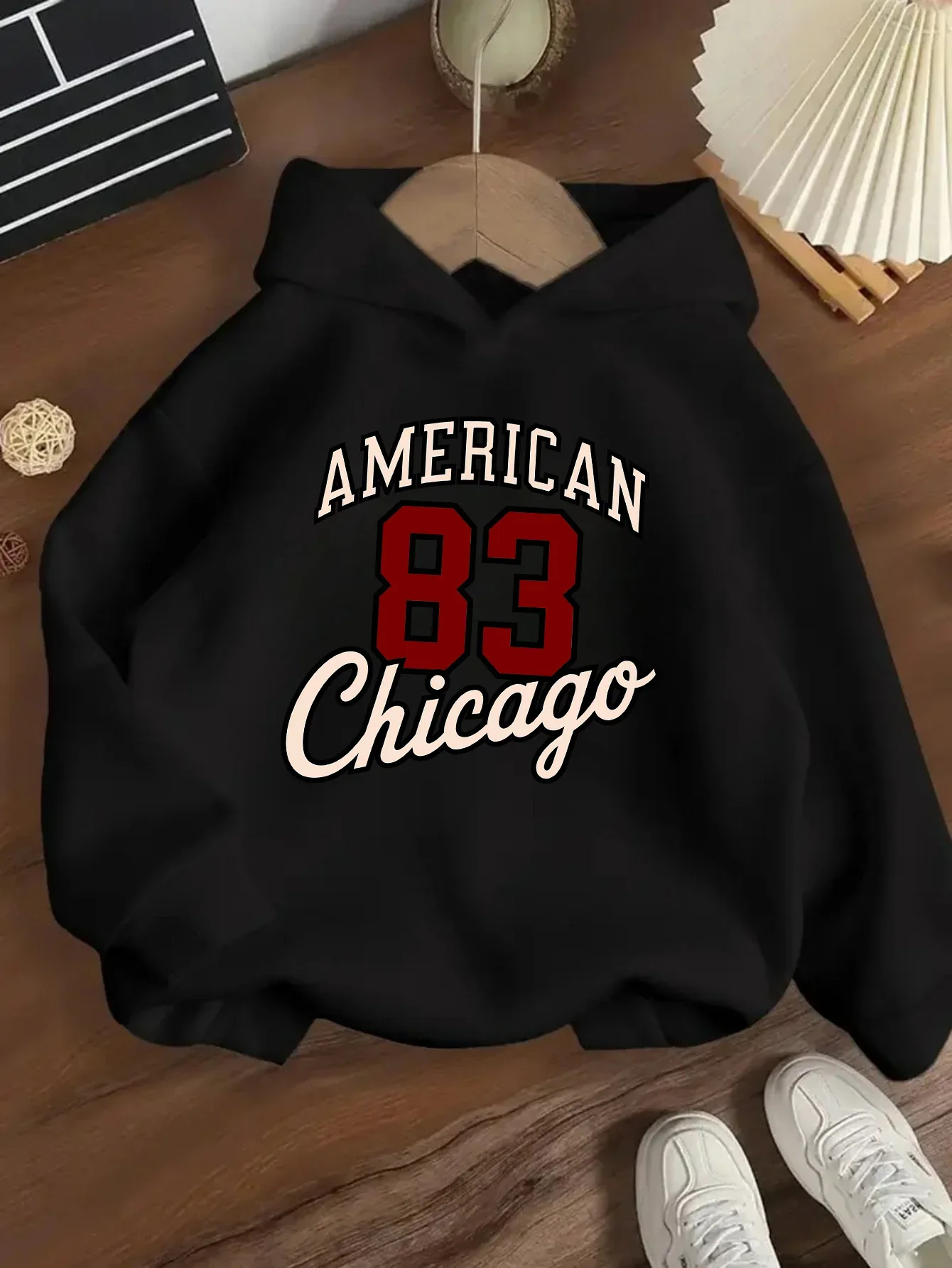 Autumn/Winter Boys' and Girls' Hooded Sweatshirts with Chicago Digital Print Casual Sports Tops