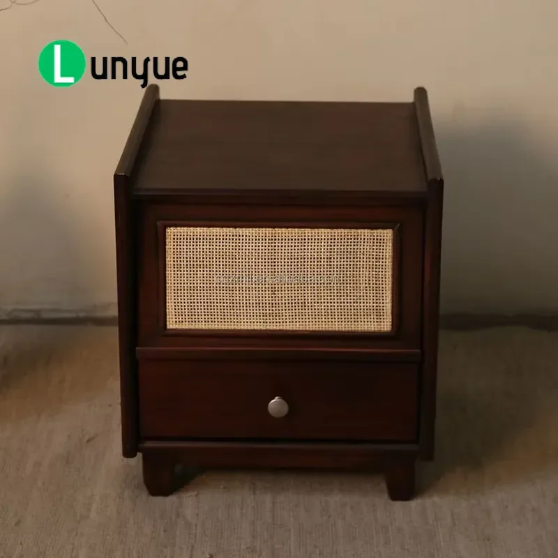 Handmade Solid Wood Nightstand Eco Friendly Space Saving Bedside Table for Bedroom Bathroom Modern Furniture Storage