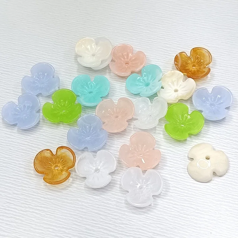 Wholesale 90pcs/lot 18mm color print cartoon flowers shape resin floral diy jewelry garment hair accessory
