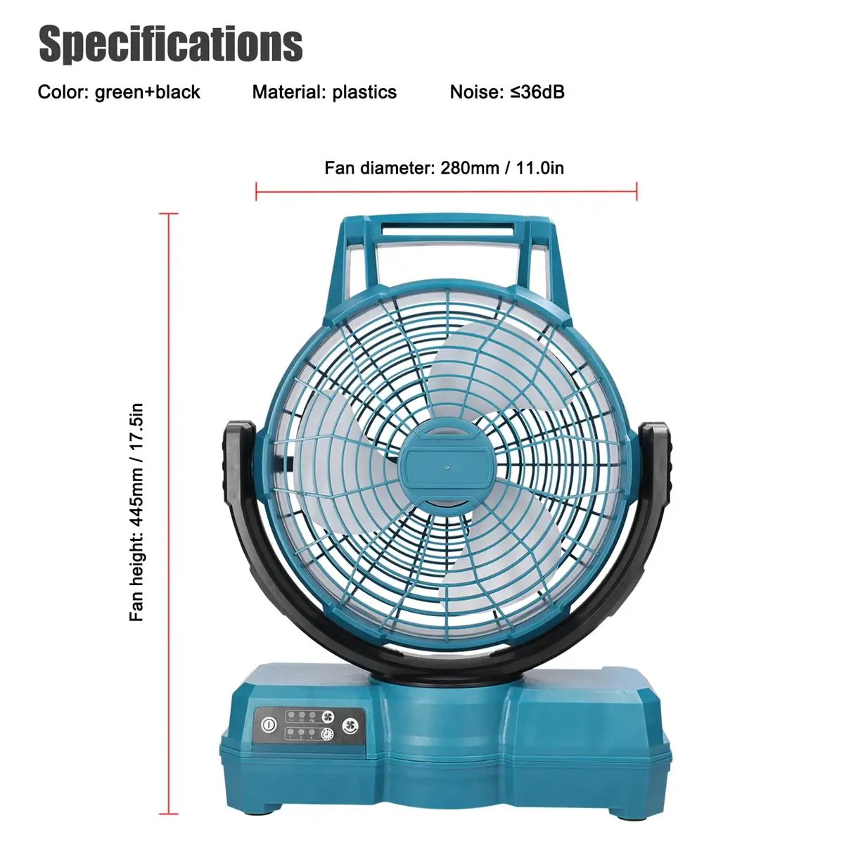 Imagem -04 - Ventilador sem Fio Portátil para Makita Engrenagens de Vento Ajustáveis Bateria 20v Rotatable Summer Fans Funções de Ajuste do Tempo Long Time Use