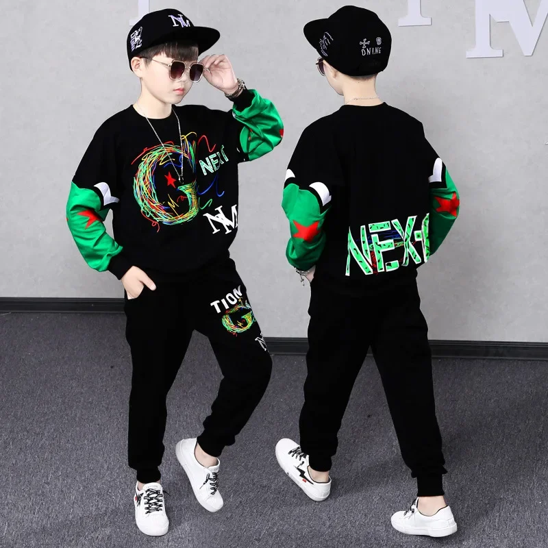 Boys Clothing Set Children Outfits Autumn Spring Letter Stitching Sport Suits Boys Clothes School Kids Tracksuit 6 8 9 10 12 Yrs