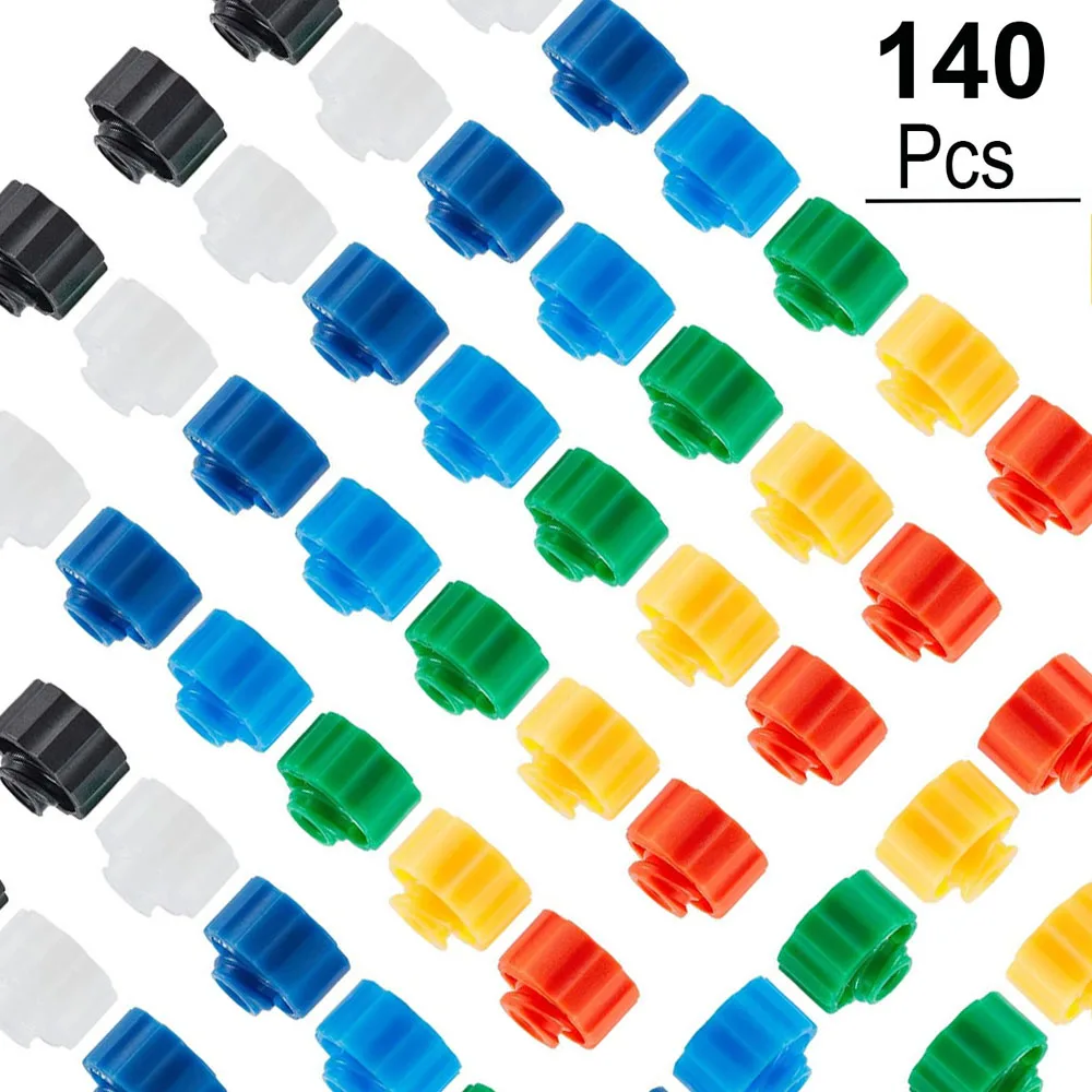 140Pcs Syringe Tip Caps Luer Lock, 7 Colors No Needle Cap for Feeding Tubes, Clear Container Storage