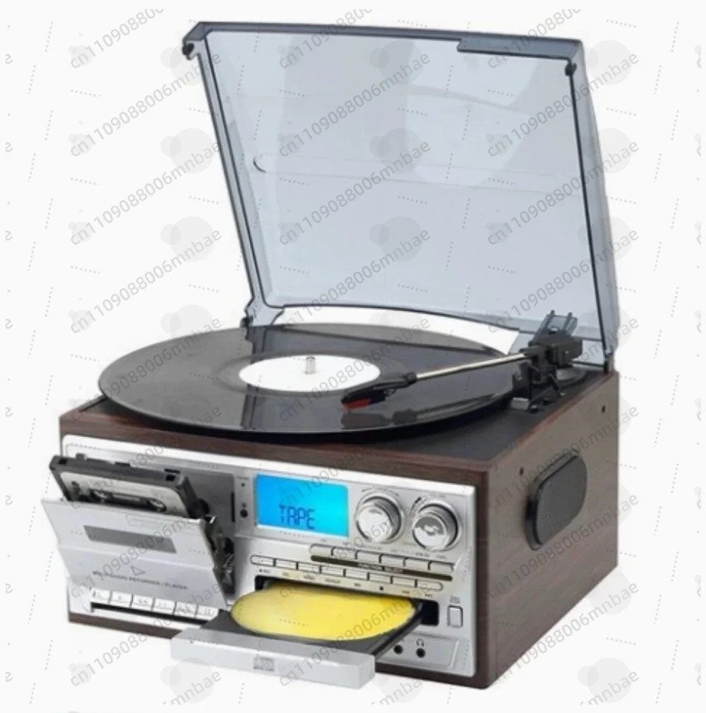 3 Speed Turntable Vinyl LP Record Player Vintage Gramophone Phono CD & Cassette FM/AM Radio USB REC
