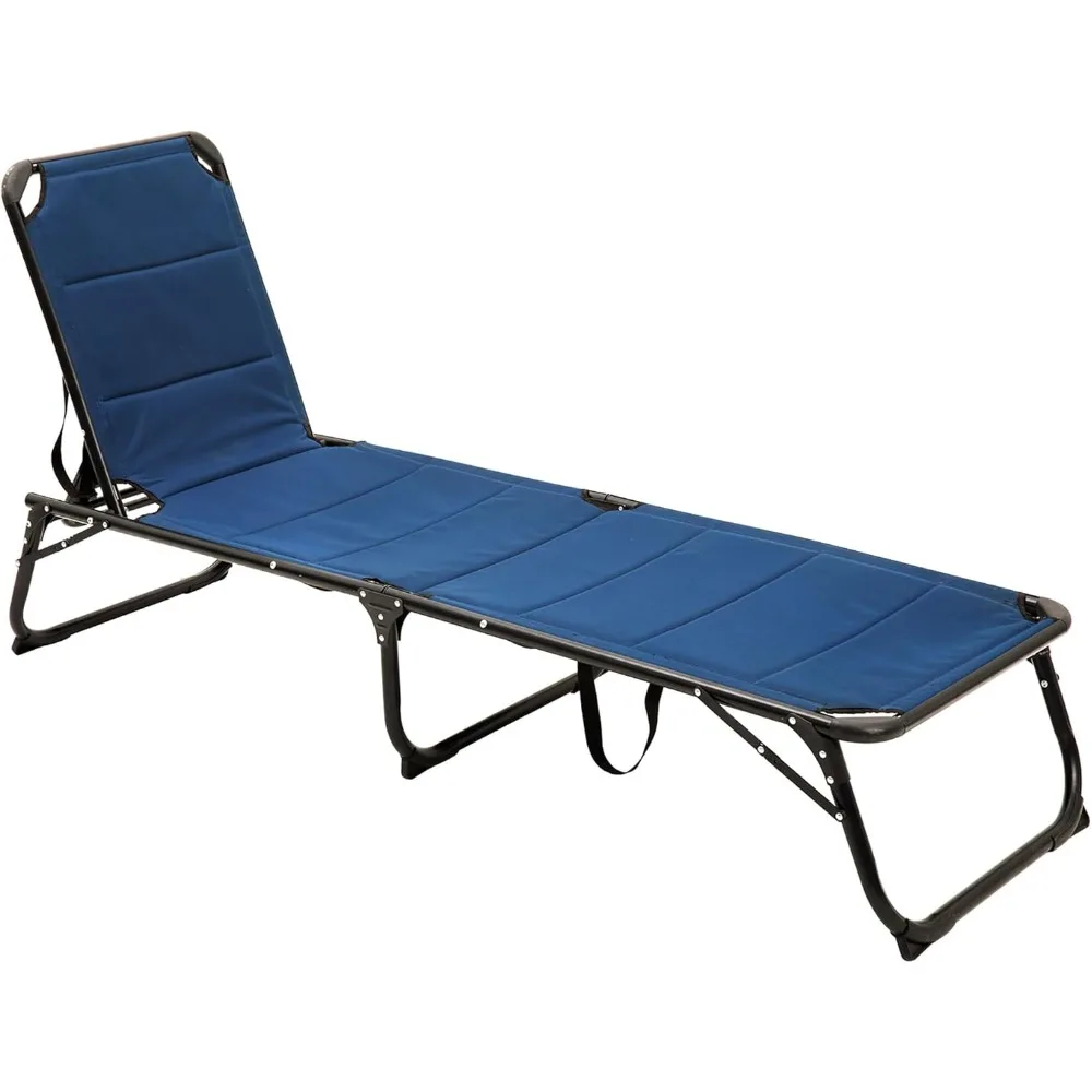 

Folding Lounge Chair Patio Chaise, Outdoor Portable Sun Lounger, Folding Camping Cot, with Adjustable Backrest and Removable Pi