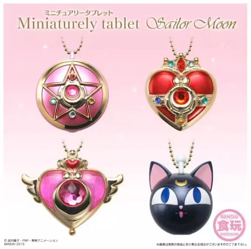 Bandai oryginalny Gashapon Shokugan miniaturowy tablet z postacią czarodziejki z księżyca z Anime zabawki dla dzieci prezent Model kolekcjonerski ozdoby