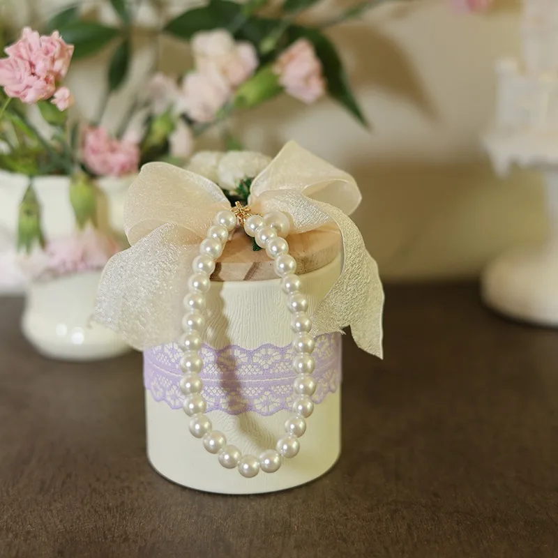 

10Pcs Pearl Hand-held Wooden Cover Gift Box Wedding Centerpieces Candy Packaging Paper Bags Baby Shower Supplies