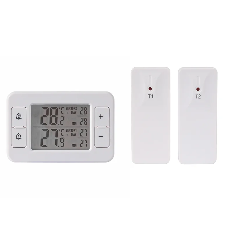 2Set Household Refrigerator Cold Storage Electronic Thermometer One Tow Two Wireless Transmission Thermometer With Alarmab13