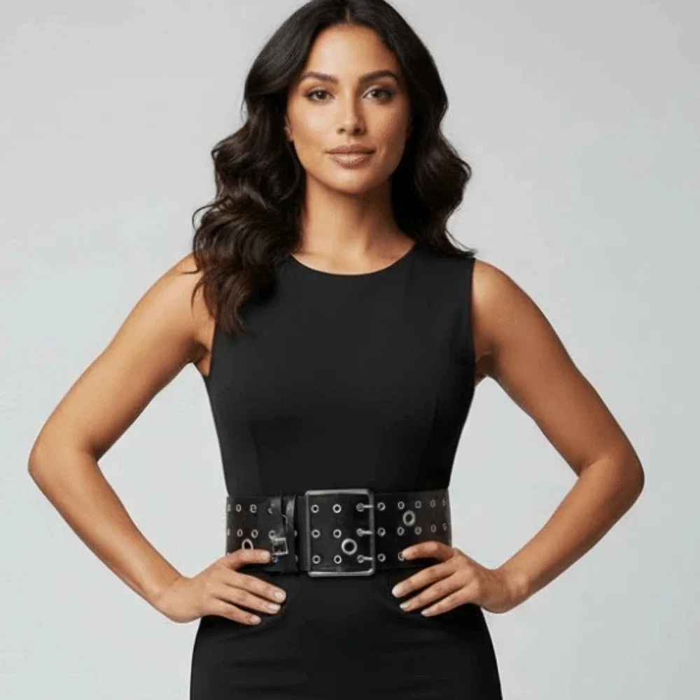 

Регулируемый широкий ремень с полыми заклепками, индивидуальный дизайн, в стиле панк, Y2K, для крутых девушек, украшение для джинсов, винтажный стиль