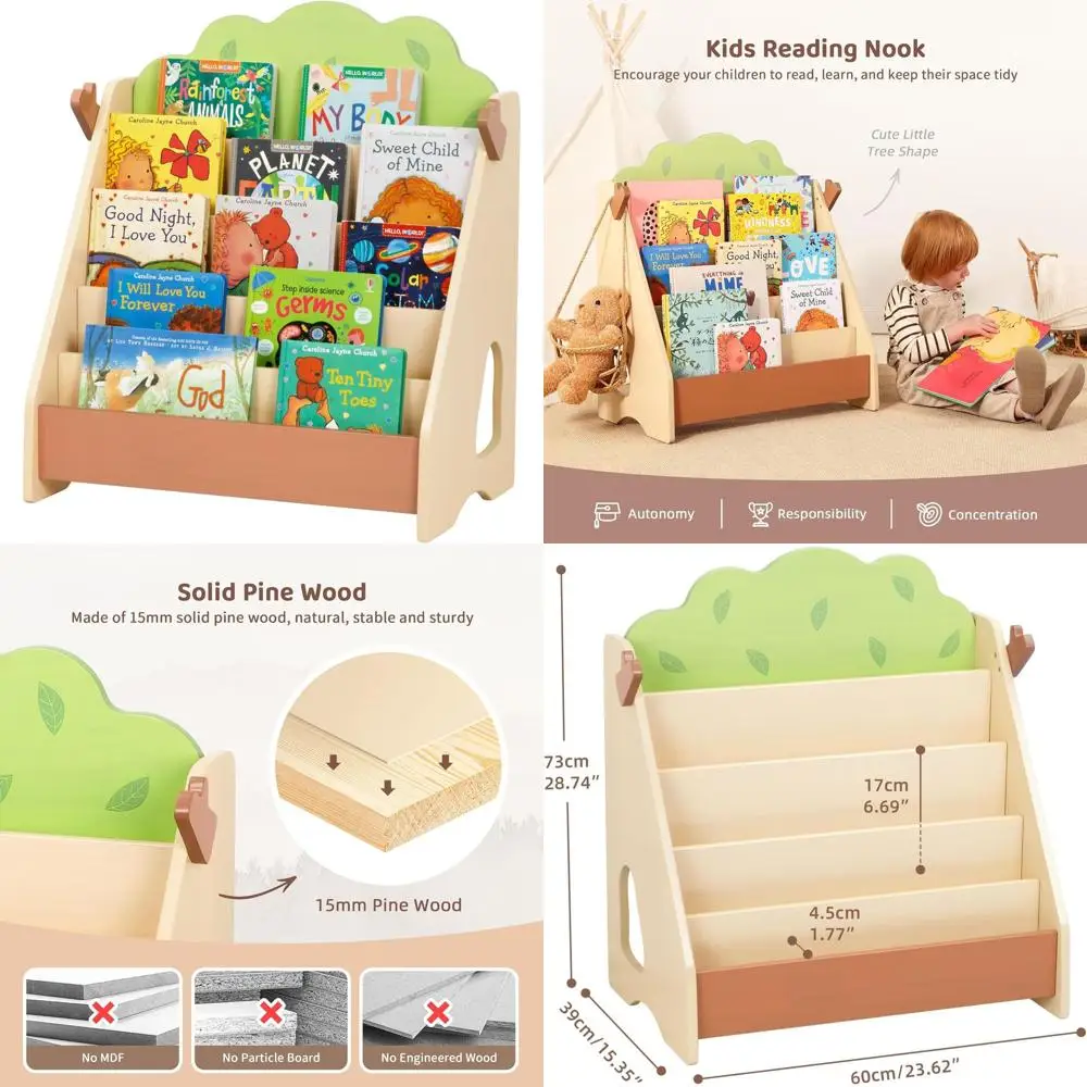 

Роскошная книжная полка для малышей из сосны, передний детский книжный шкаф для детей, игровой комнаты и класса