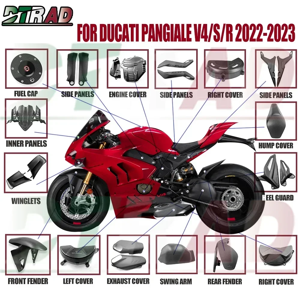 

V4 Новинка для DUCATI Panigale V4 V4S V4R 2022 2023 комплект обтекателей из настоящего углеродного волокна аксессуары для мотоциклов модифицированные детали