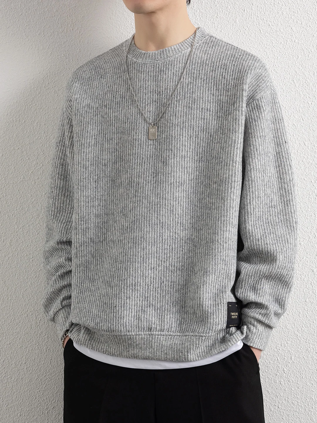 

Повседневный вязаный комплект из двух предметов: худи и брюки для мужчин, модный, в стиле кэжуал, весна-осень, базовый, с вышивкой и пэчворком, дышащий, удобный в носке