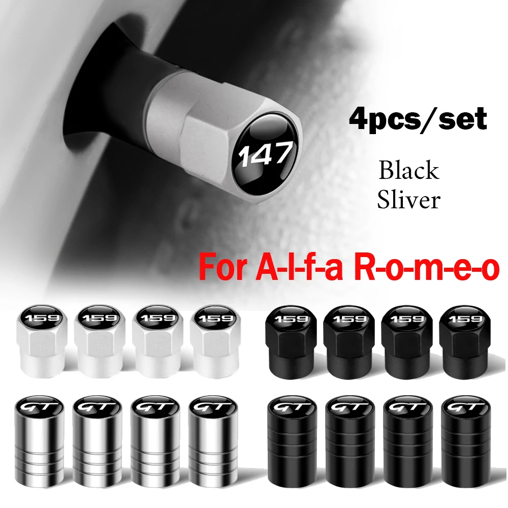 4PC Metal Car Wheel Tire Valve Stem Covers Dustproof Cap For Alfa Romeo Giulia Stelvio Giulietta 4C 8C 156 159 147 Mito Tonale