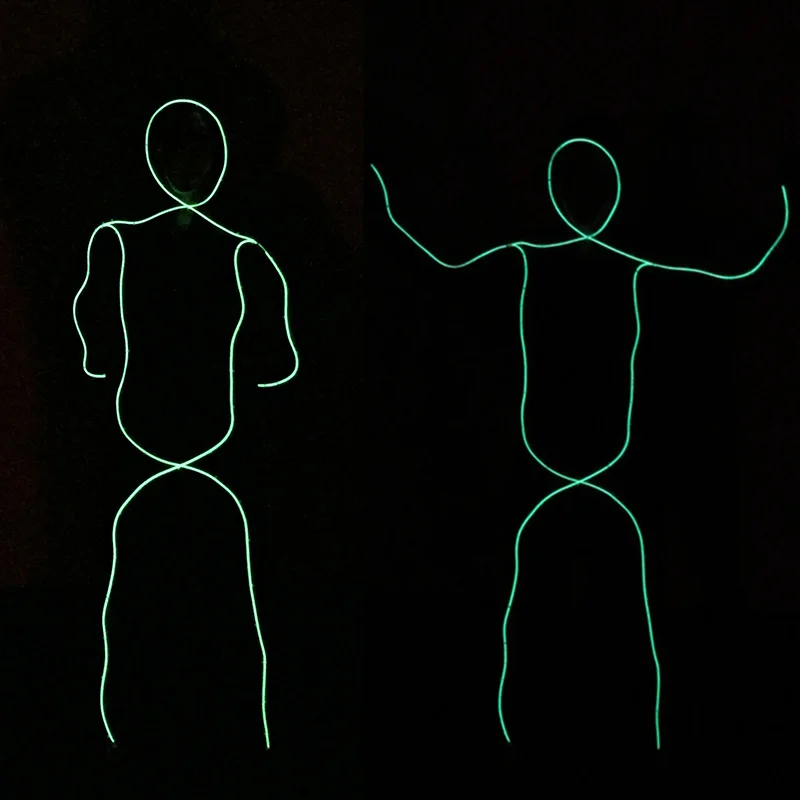 Matchstick LED Strip Lights Stick Man Dancing Performance Bar Fluorescent Shows DIY Robot Suit El Wire Light Stick Man Costume