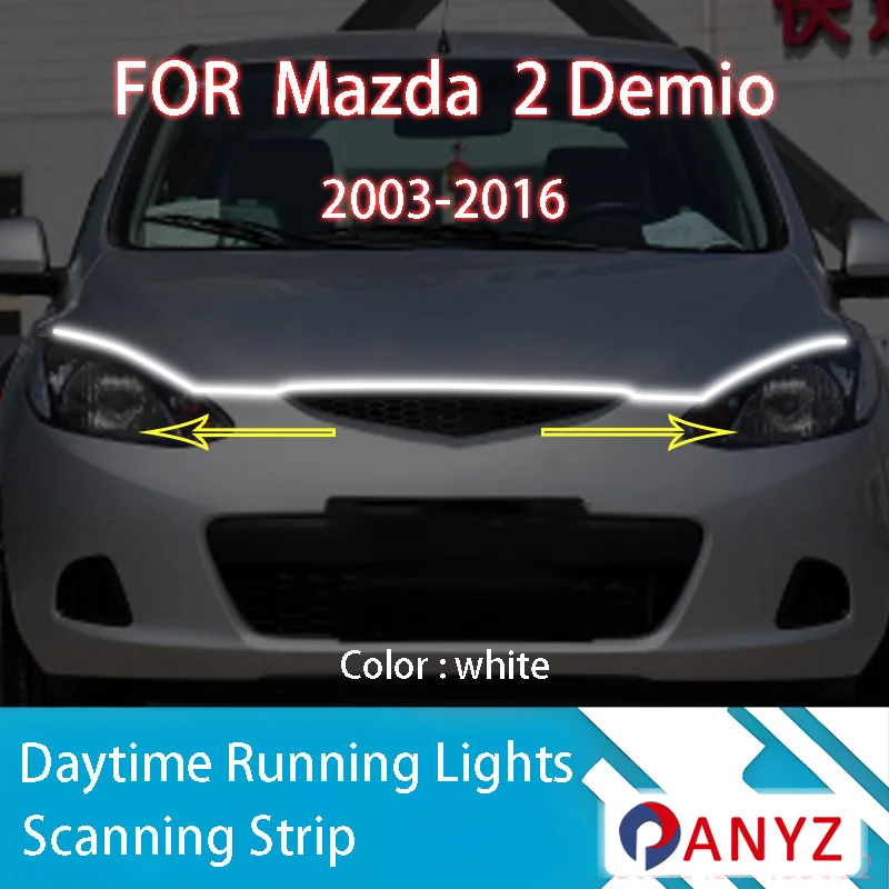 

ДЛЯ Mazda 2 Demio 2003-2016 Новое обновление светодиодных дневных ходовых огней сканирования капота автомобиля DRL направляющая декоративная лампа окружающего света 12 В