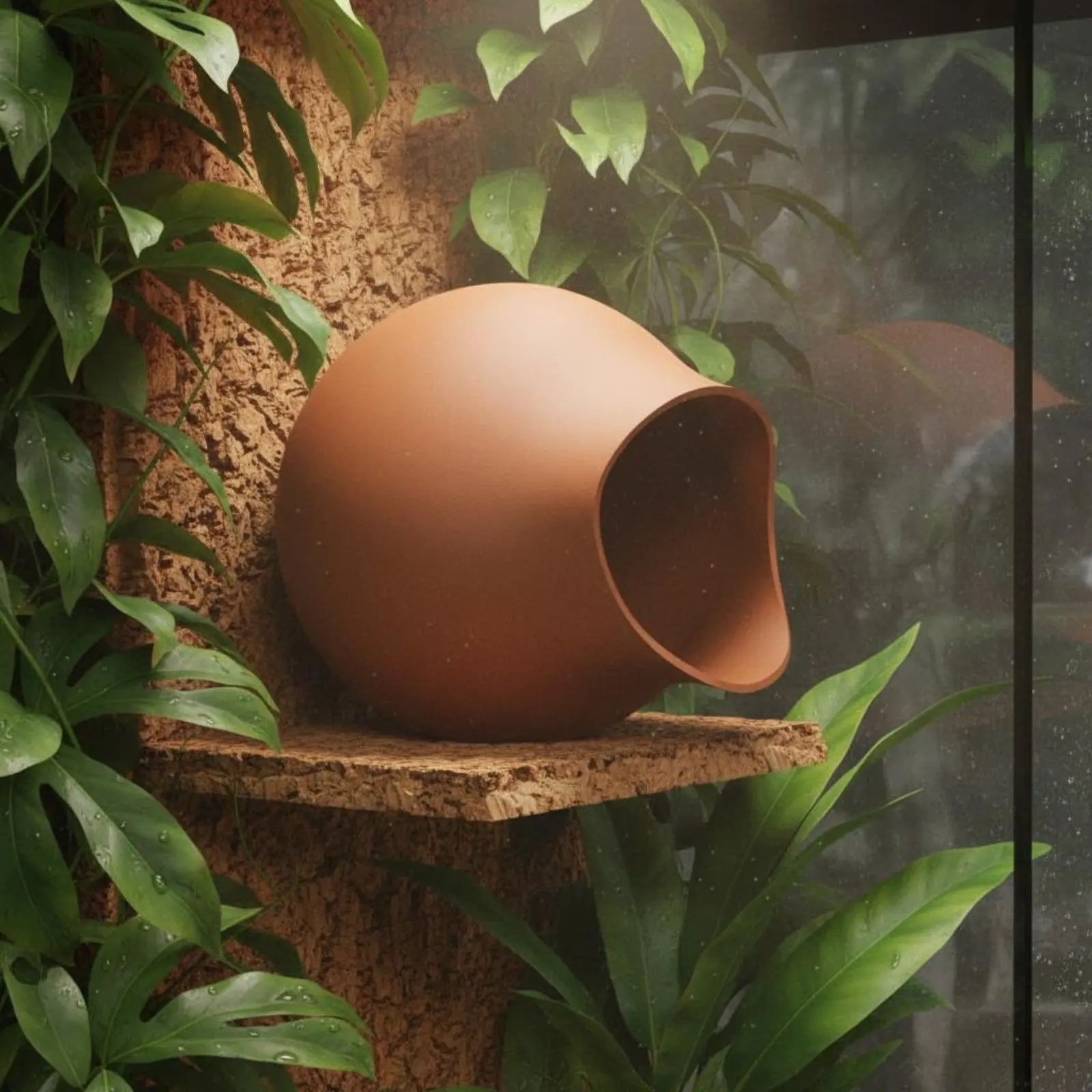 Tree Hide Cave Suction Cup Mount Gecko Hide House Animal Resting Hut Shedding Area Animal Cave Eco-Friendly for Frog Keepers