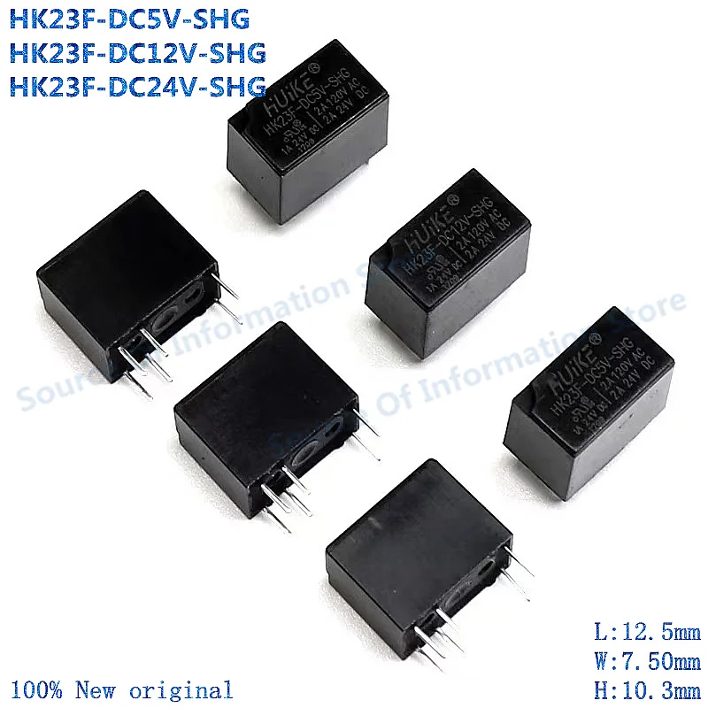 10Pcs HK23F-DC5V/DC12V/DC24V-SHG HUI KE Relay 5V 12V 24VDC 2A 0.2W 6Pin 100% New