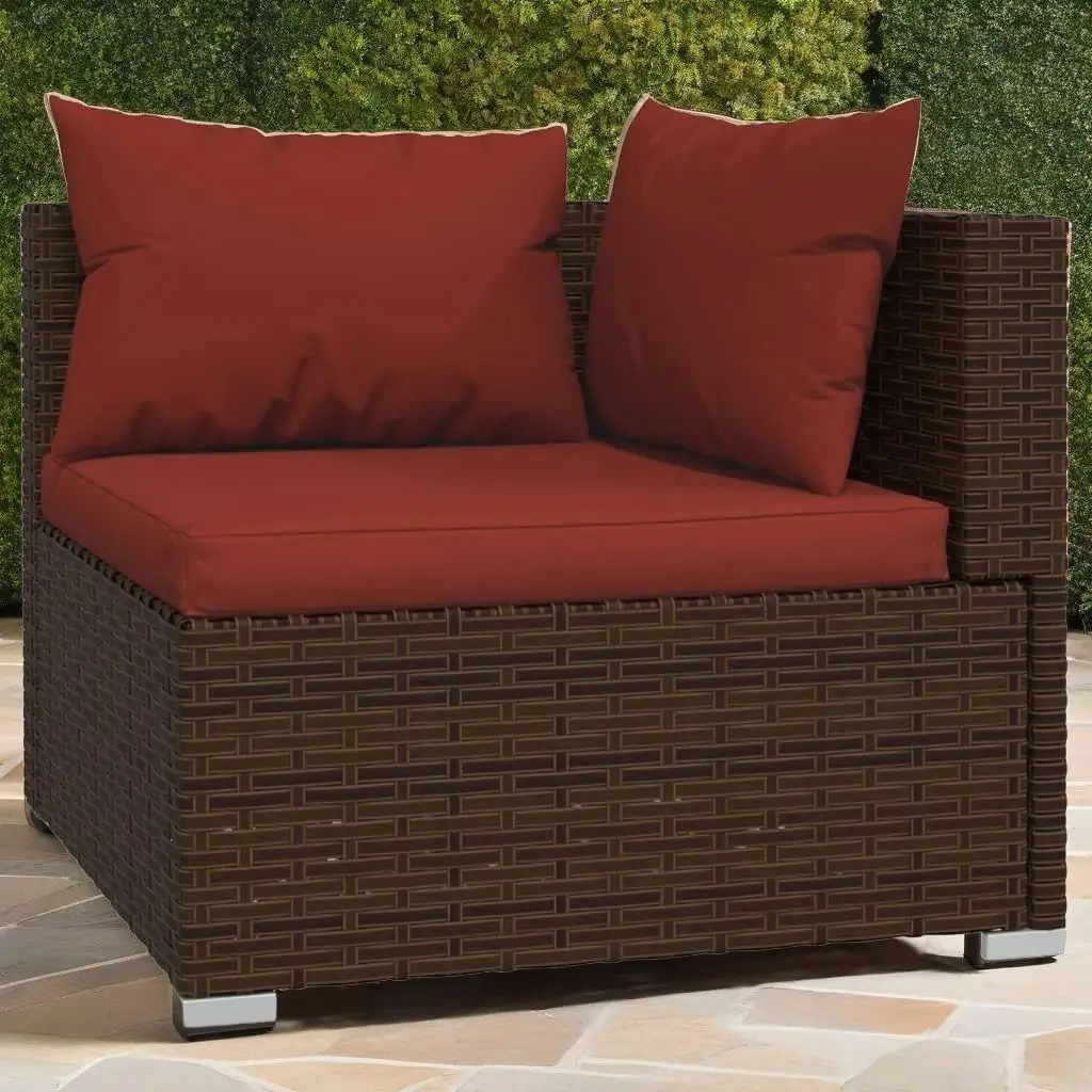 8-Piece Brown Poly Rattan Patio Lounge Set with Cushions - Outdoor Furniture for Garden & Deck