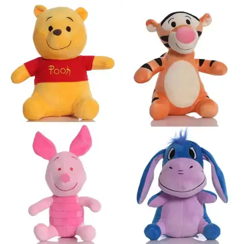 Mignon dessin animé ours âne tigrou porcelet cochon en peluche poupée de chiffon confortable assis petit tigre jouet pour enfants