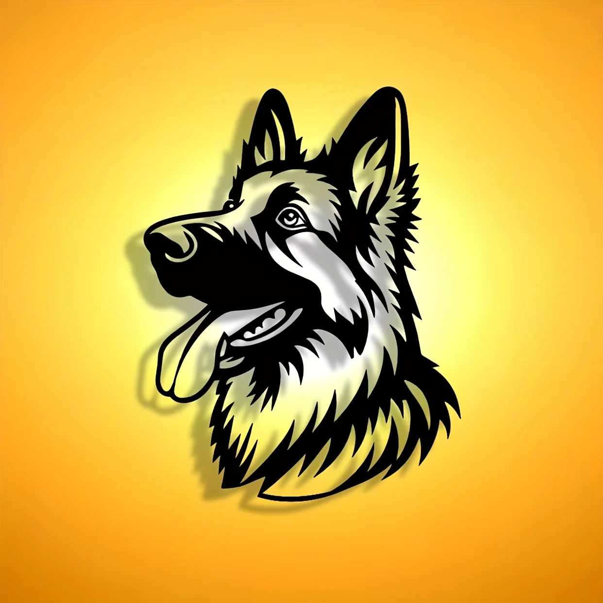 CIFbuy Modern Farmhouse Wolf Dog Abstract Aluminum Wall Art  Waterproof Durable Reusable Home Decor Living Room Bedroom
