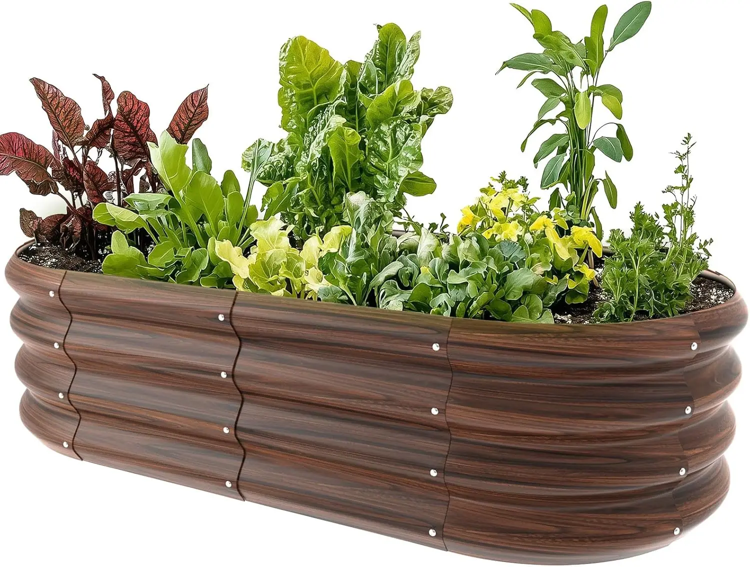 

4x2x1ft Oval Galvanized Raised Garden Bed Outdoor 9-in-1 Large Metal Modular Planter Box Raised Beds for Gardening,Vegetables,Fr
