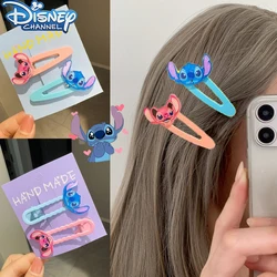 Disney Acrylic Blue Stitch Children's BB Clip Cute Lilo & Stitch Candy Color Heart Floral Hair Clip Bangs Hair Accessory Gifts