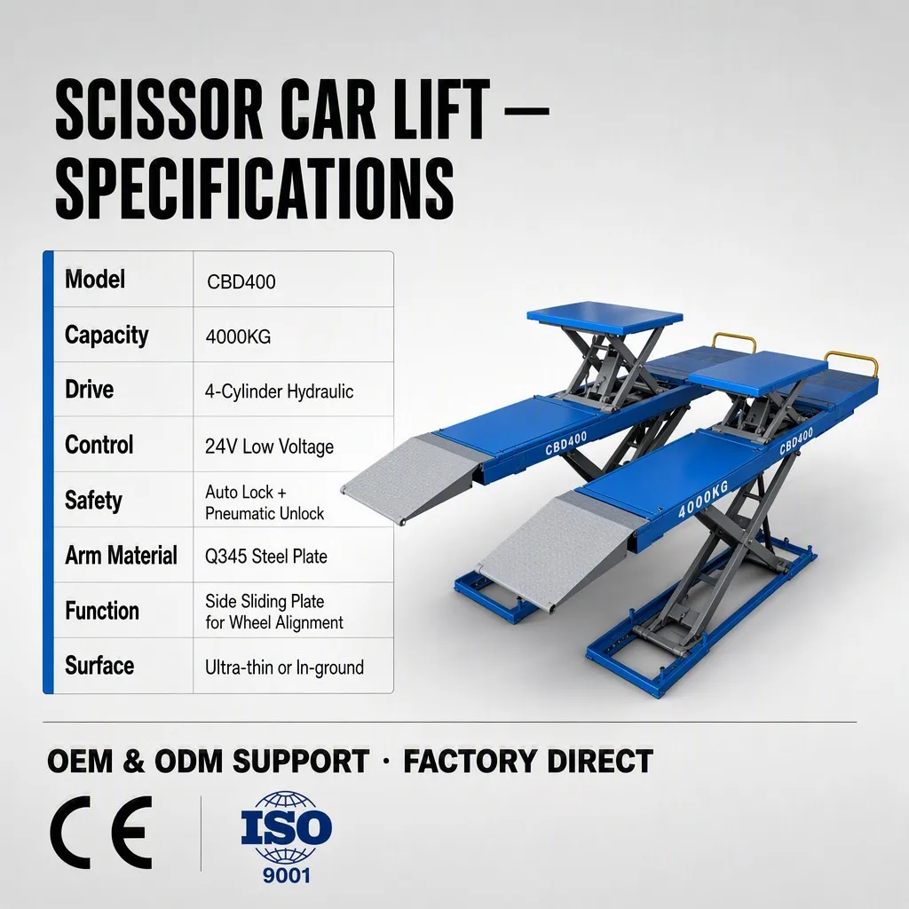 Ultra-thin Car Lifting Scissor Lift for Automotive Care Vehicle Lift