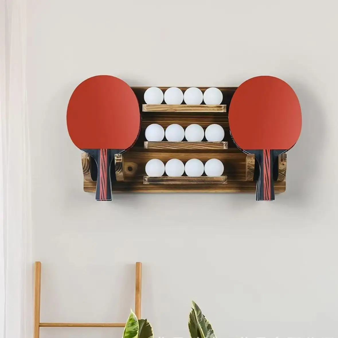 Wooden Wall Table Tennis Racket Finishing Rack Sports Equipment Storage Rack Promote Sales