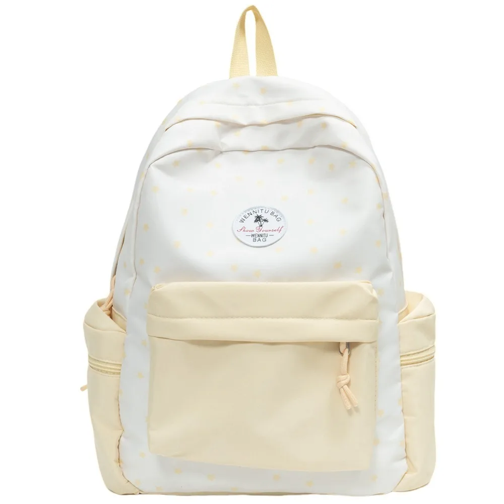 

Fashion Star Print Girls Backpack Nylon Large Capacity Students Schoolbag Multi-pocket Lightweight Travel Rucksack