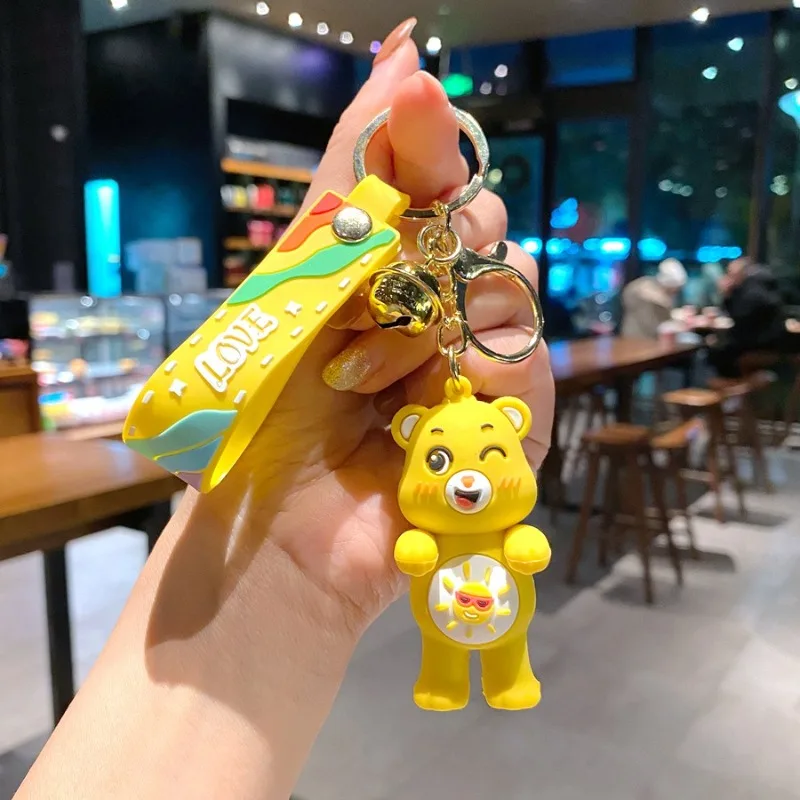 Porte-clés série poupée ours d'amour de dessin animé mignon, sac à dos de couple à la mode, pendentif décoratif, porte-clés de voiture exquis