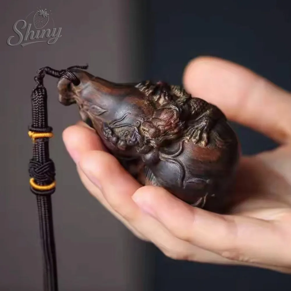 Incense Wood Xianglong Panlong Gourd Handle Piece Many Sons Many Blessings Wood Carving Pendant
