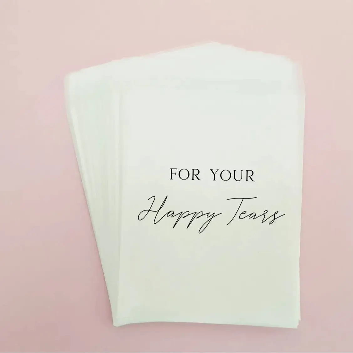 x50 For Your Happy Tears Wedding Tissues Packets 100% Biodegradable Glassine Bags - 50 pack - Wedding Supplies