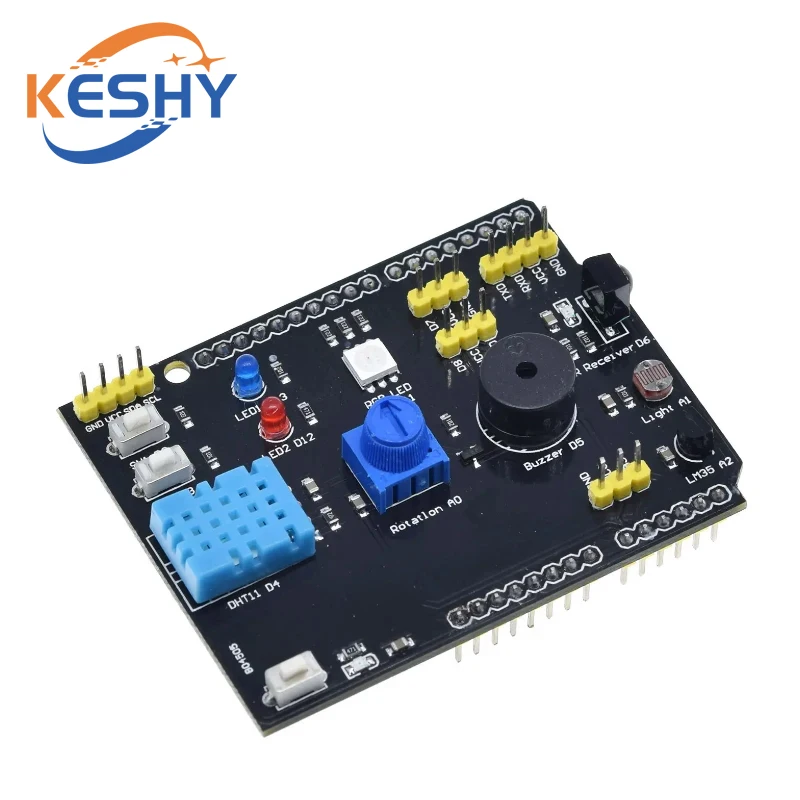 

9 in 1 sensor board Multifunction Expansion Board DHT11 LM35 Temperature Humidity For Arduino UNO RGB LED IR Receiver Buzzer