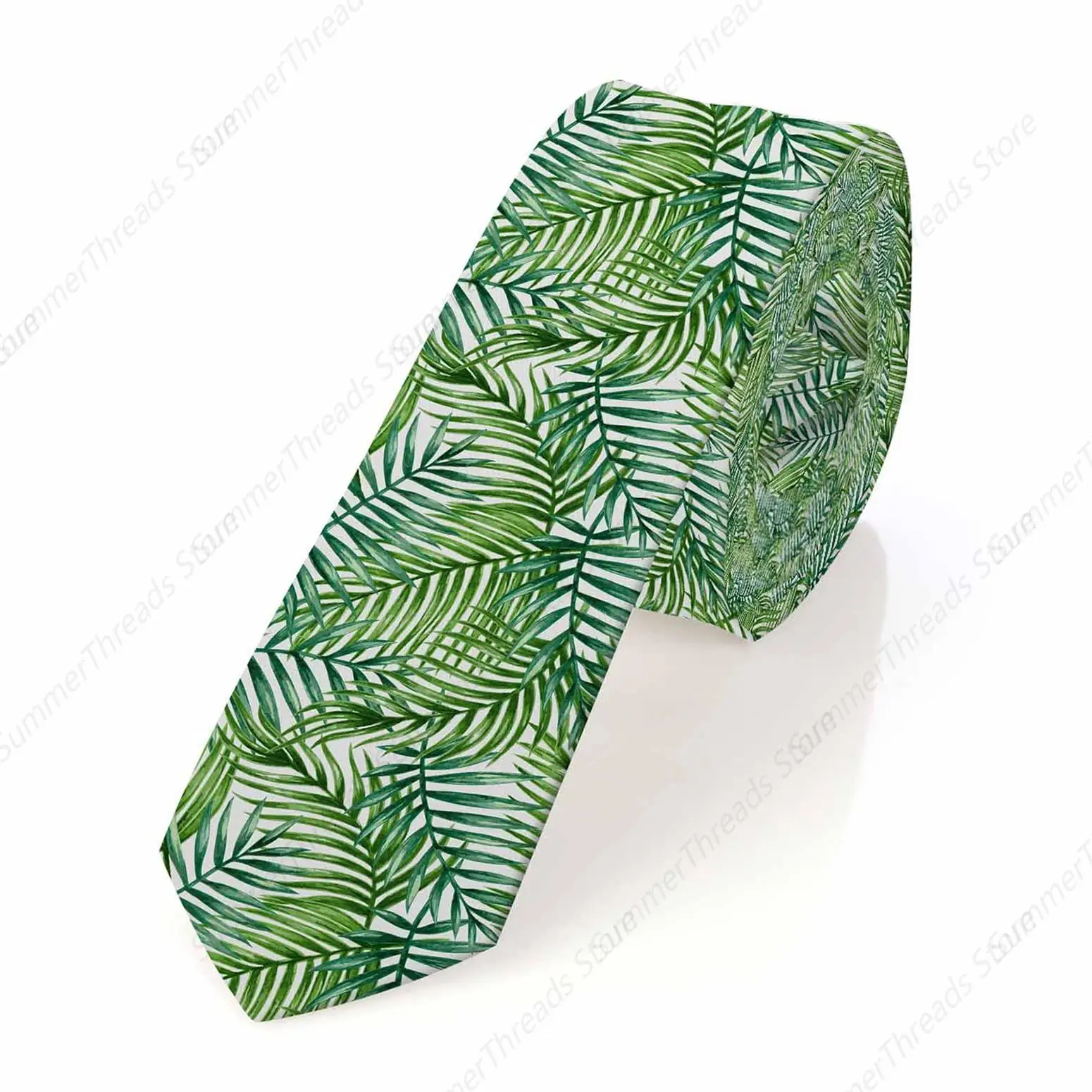 ใบปาล์มสีเขียว Mens Tie สีน้ํา Tropical Leaves Men's Tie สําหรับบุรุษวัยรุ่นธุรกิจทํางานสบายๆงานแต่งงาน