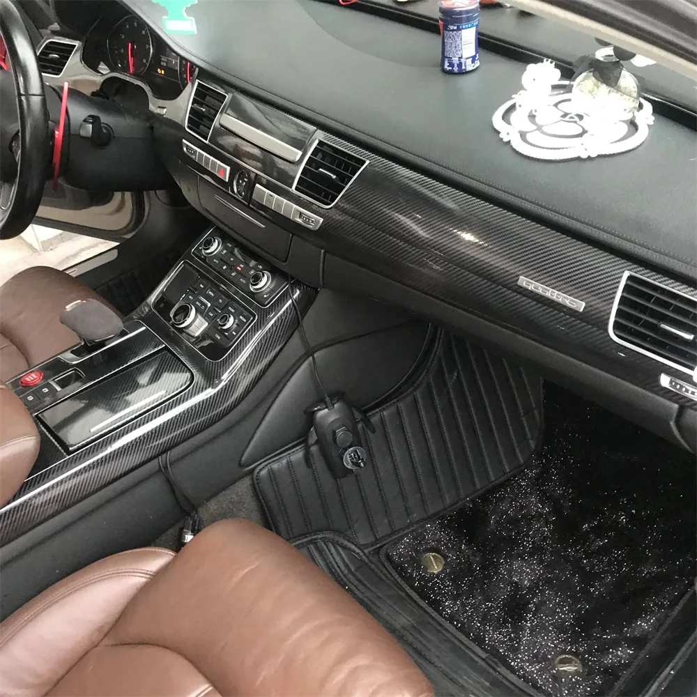 Dla Audi A8 D4 2011-2017 Wewnętrzny centralny panel sterowania Klamka 3D Naklejki z włókna węglowego Naklejki Akcesoria do stylizacji samochodów