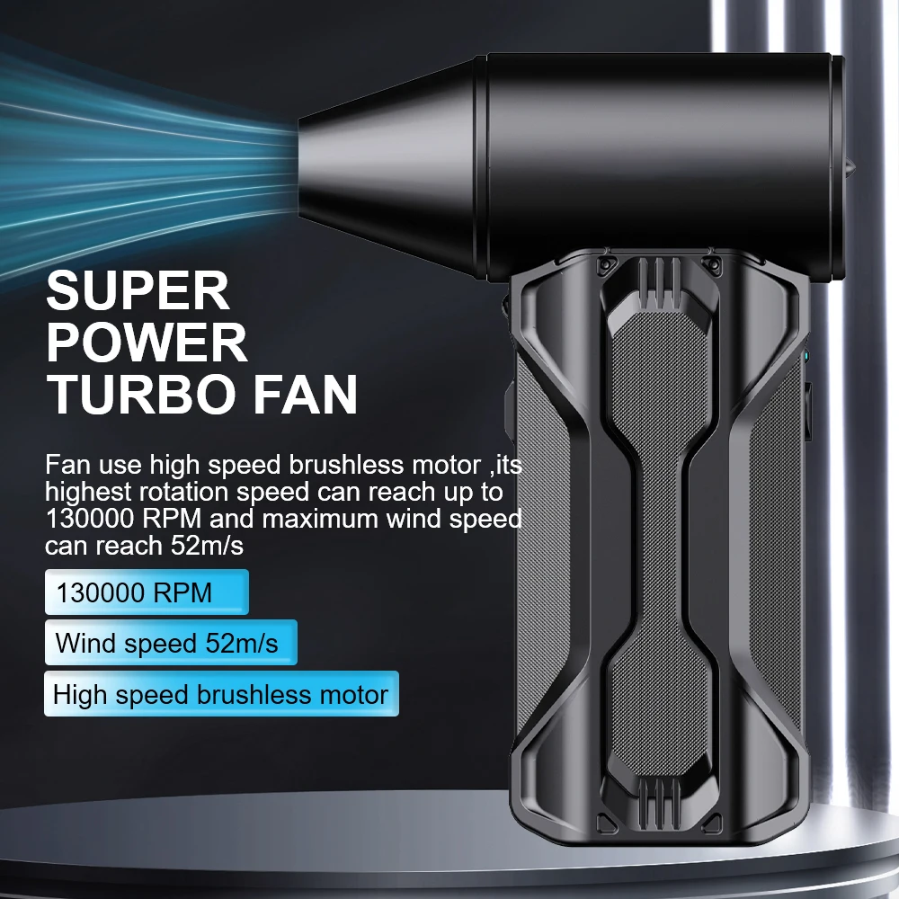 

Turbo Fan 130000 RPM Violent Jet Fan 2025 Portable Car Blowing Snow 3 Gears Adjustable Cleaning Blower Tool Electric Air Duster