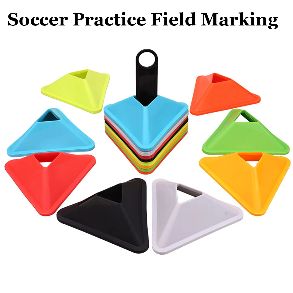 10Pcs Triangle Football Training Discs Soccer Agility Training Cones Practice Field Marking Portable Equipment for Kids Adult