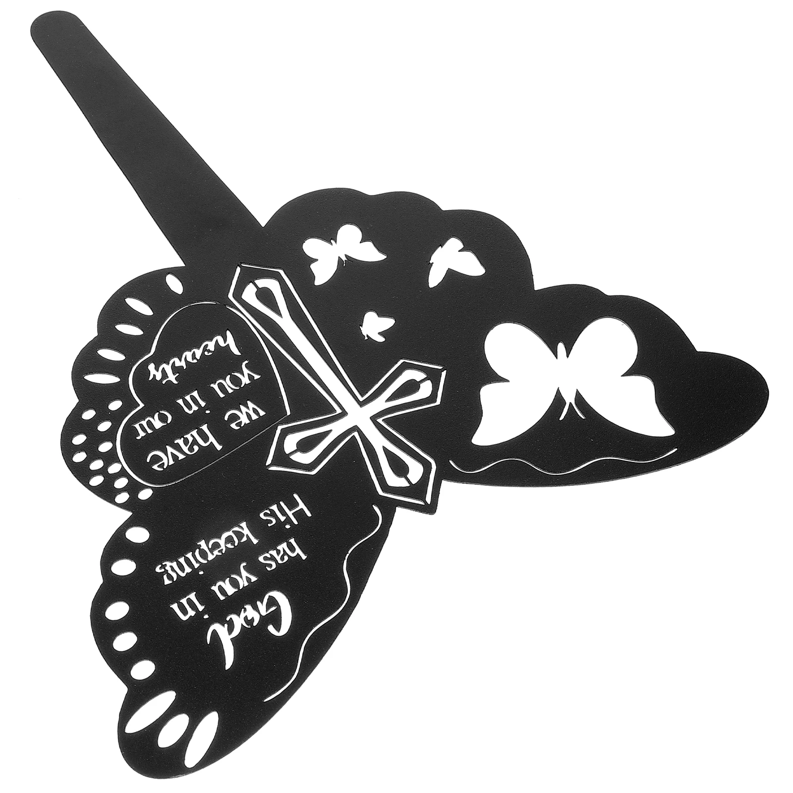 

Butterfly Grave Decoration 270x220mm Iron Memorial Stake Cemetery Adorn Garden Ornament Yard Marker Black Lawn Insert