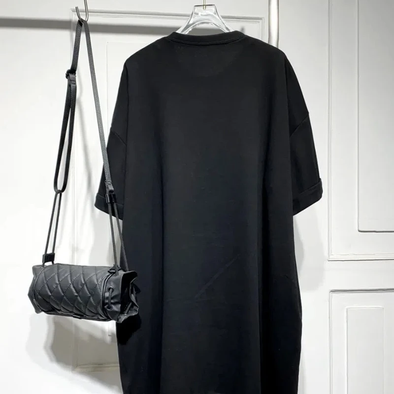 ルーズプラスサイズの女性のドレス 2025 夏半袖 Tシャツパッチワークデニムレディ Vestidos 女性ローブ服 KE7274