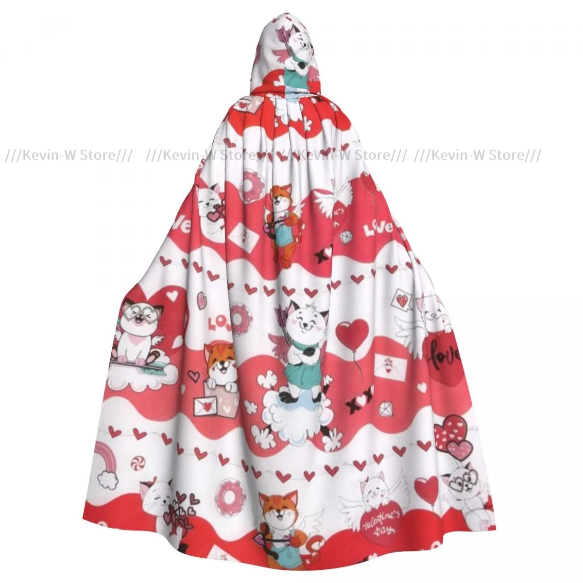 Adult Cloak Cape Hooded Japanese Lucky Cats Medieval Costume Witch Wicca Vampire Elf Purim Carnival Party