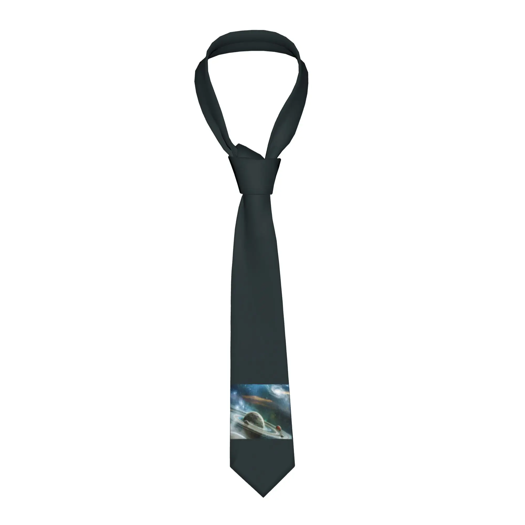 Customized Space Sparkling Stars Neck Ties Men Formal Planets Galaxy Silk Office Necktie