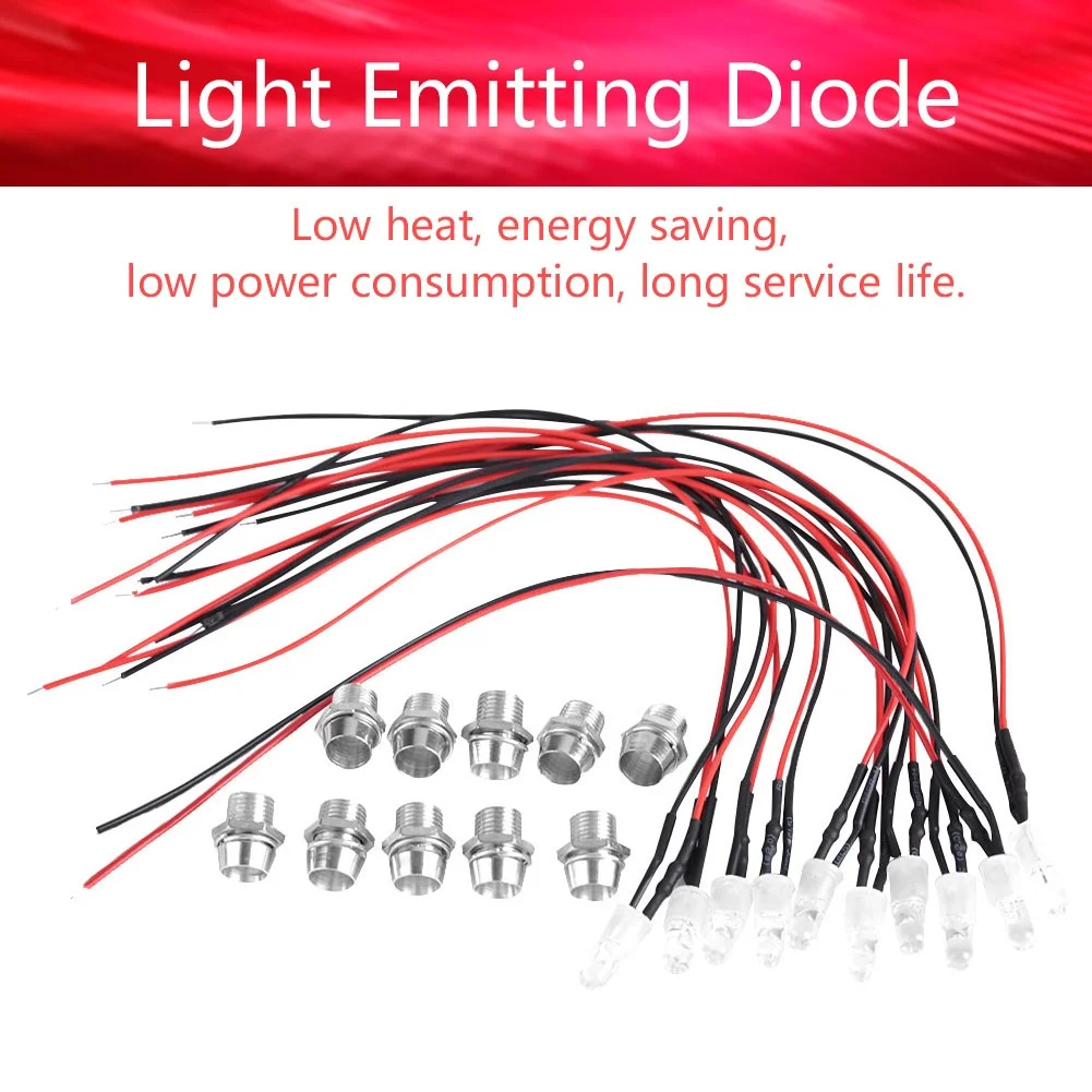 10pcs 12V 8mm Pre wired Constant LED Light Emitting Diode Ultra Bright Water Clear Bulbs