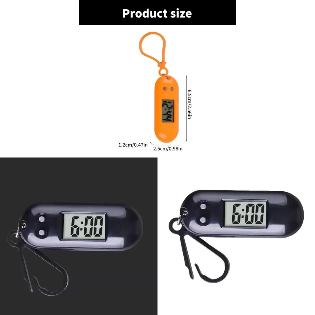 Easy to Read LED Digital Keychain Pocket Watch Plastic Miniature Clock for Students and Kids Electronic Timepiece