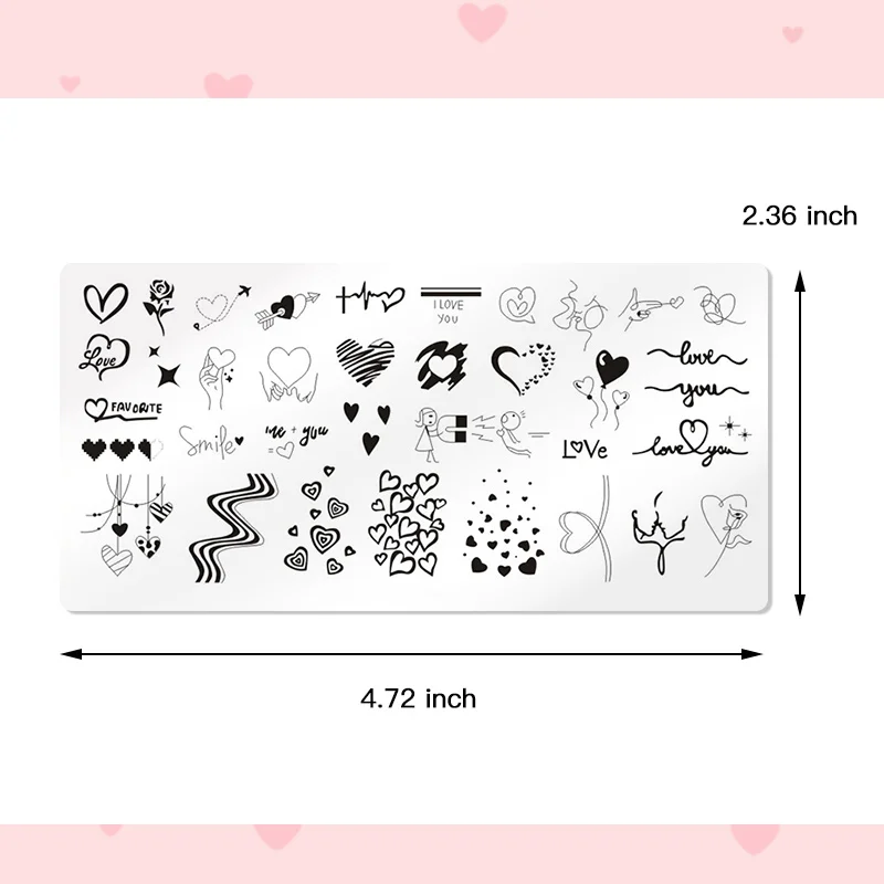 1 Sheet Valentine's Day Nail Stamping Plates Rose Flower Love Nail Art Plate Stainless Steel Nail Design Stencil Tools