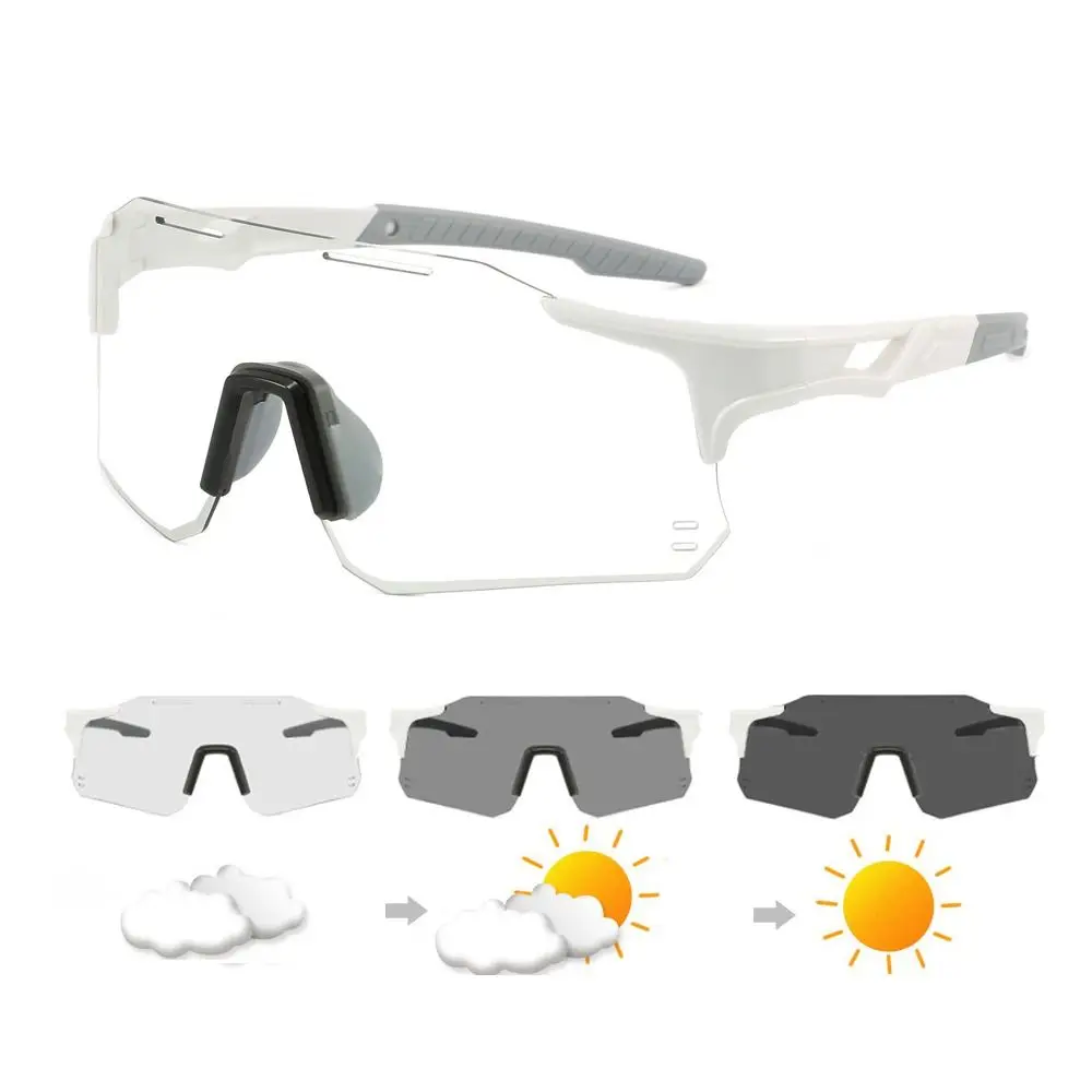 Polarisierte Sport-Sonnenbrille mit großem Feld, UV-Schutz, Farbwechsel, Fahrradbrille, rutschfest, belüftet, Sportbrille, Laufen