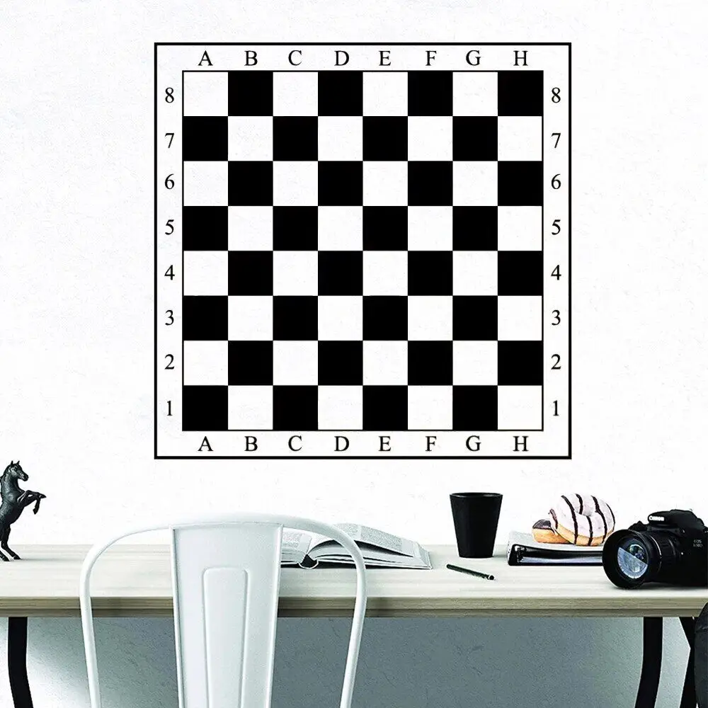 Wall Sticker Vinyl Chess Board Checkerboard Decals Dormitory Studio Home Room for Livingroom Kids Bedroom Decor Poster DW7564