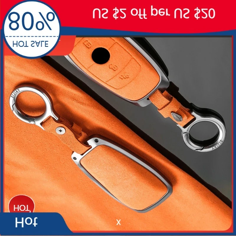 

2026 для MERCEDES-BENZ 2026, популярная автомобильная наклейка, металлический замшевый чехол для дистанционного ключа автомобиля, держатель, брелок для ключей для Mercedes Benz Ne