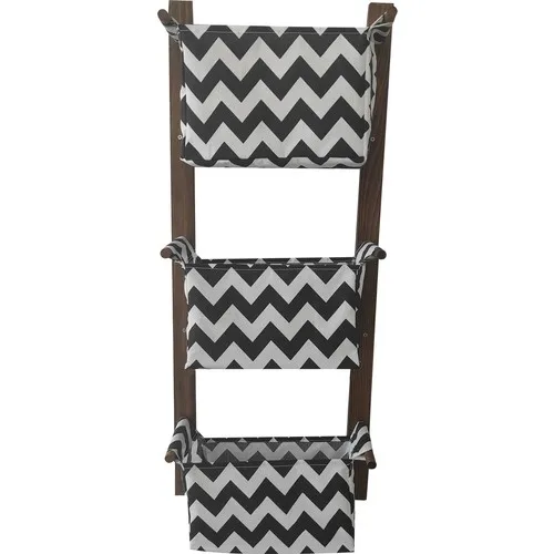 Vip Home Concept Fabric Basket Wooden Organizer 3 Layer (Chevron) Bathroom kitchen Organizer