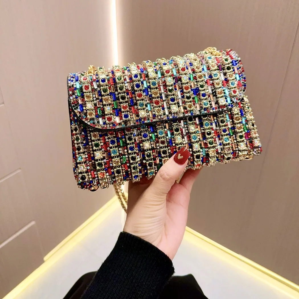 Bolso de mano de noche con diamantes de imitación para mujer, monederos de diseñador de lujo, bolso de hombro, monedero de cristal brillante